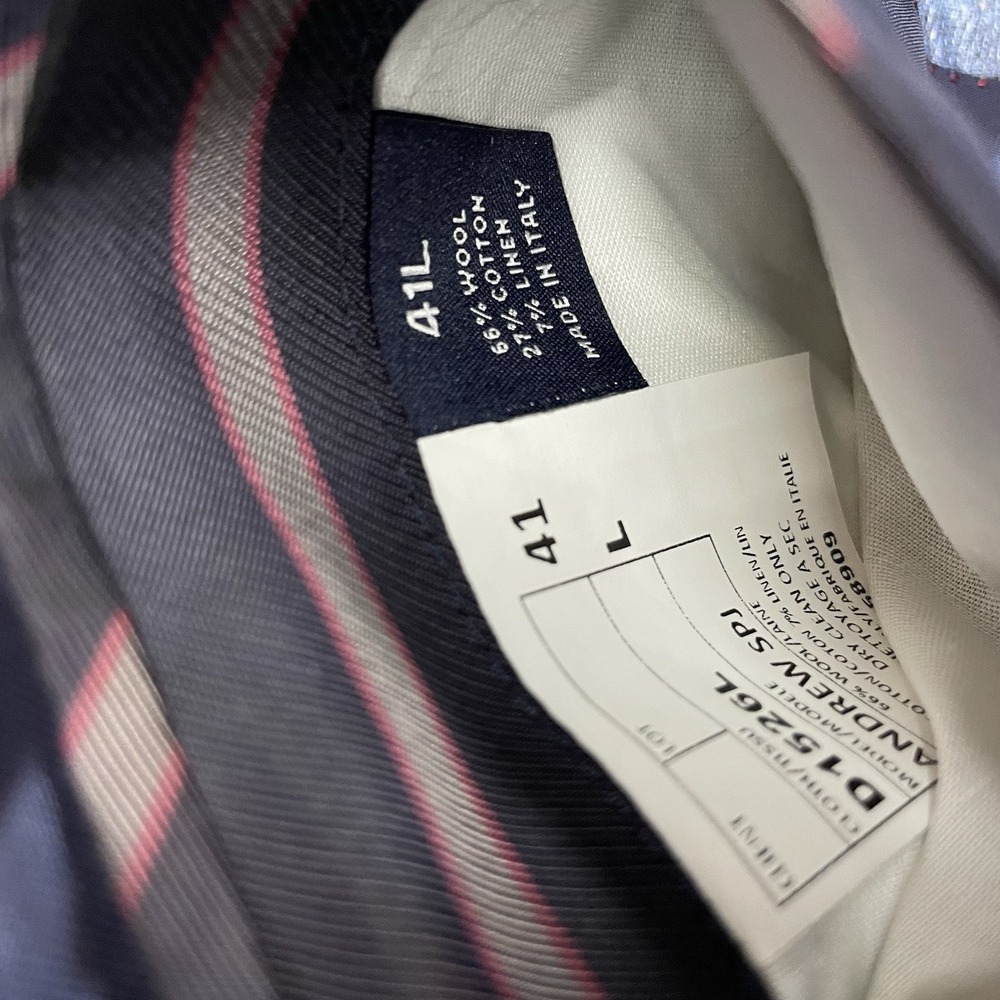 Cremieux Blue Plaid Sport Coat Men Sz 41L Cotton Linen Wool NEW - Picture 8 of 10